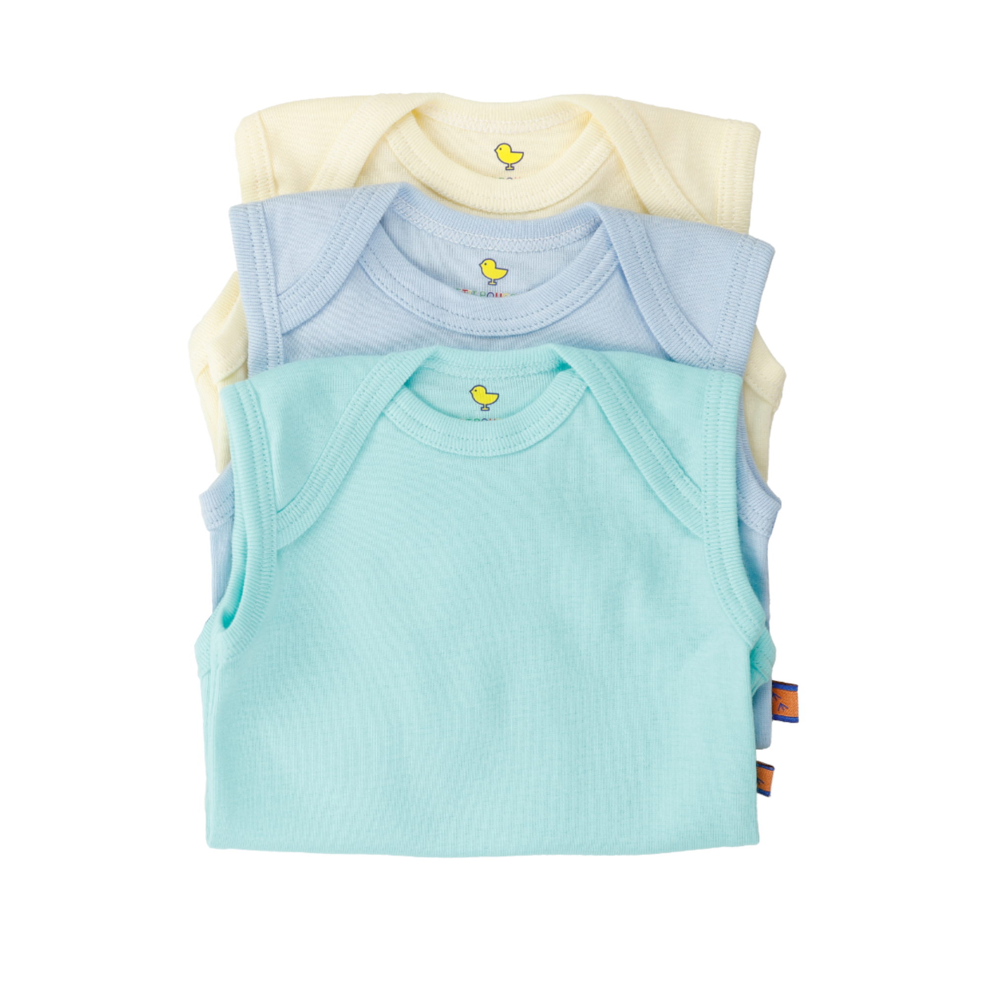 Lot de 3 Bodies Bébé Sans Manches Côtelé Petit Poussin