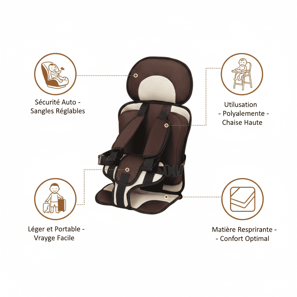 Siège Auto Bébé Portable – Sécurité & Confort de Voyage avec Ceinture Intégrée thumbnail 2