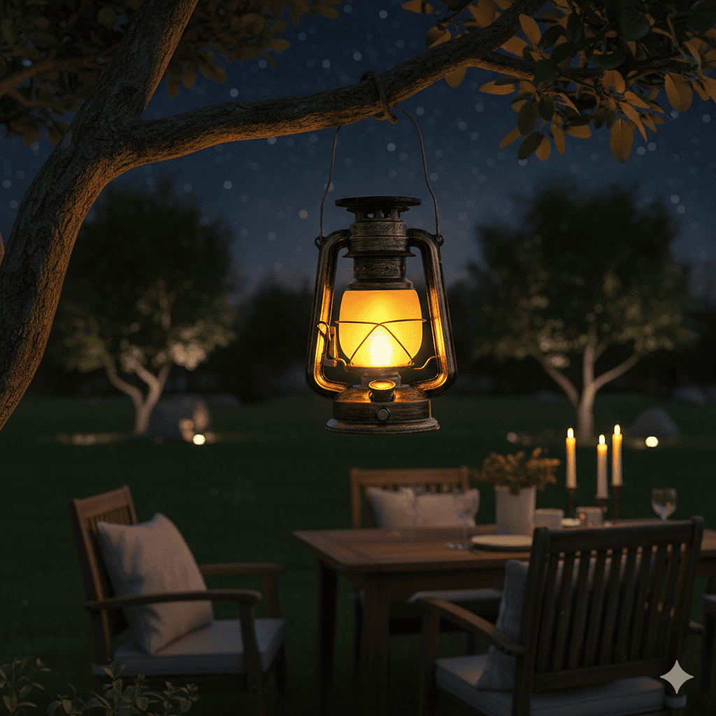 Lanterne Solaire Vintage LED – Éclairage Écologique & Ambiance Chaleureuse
