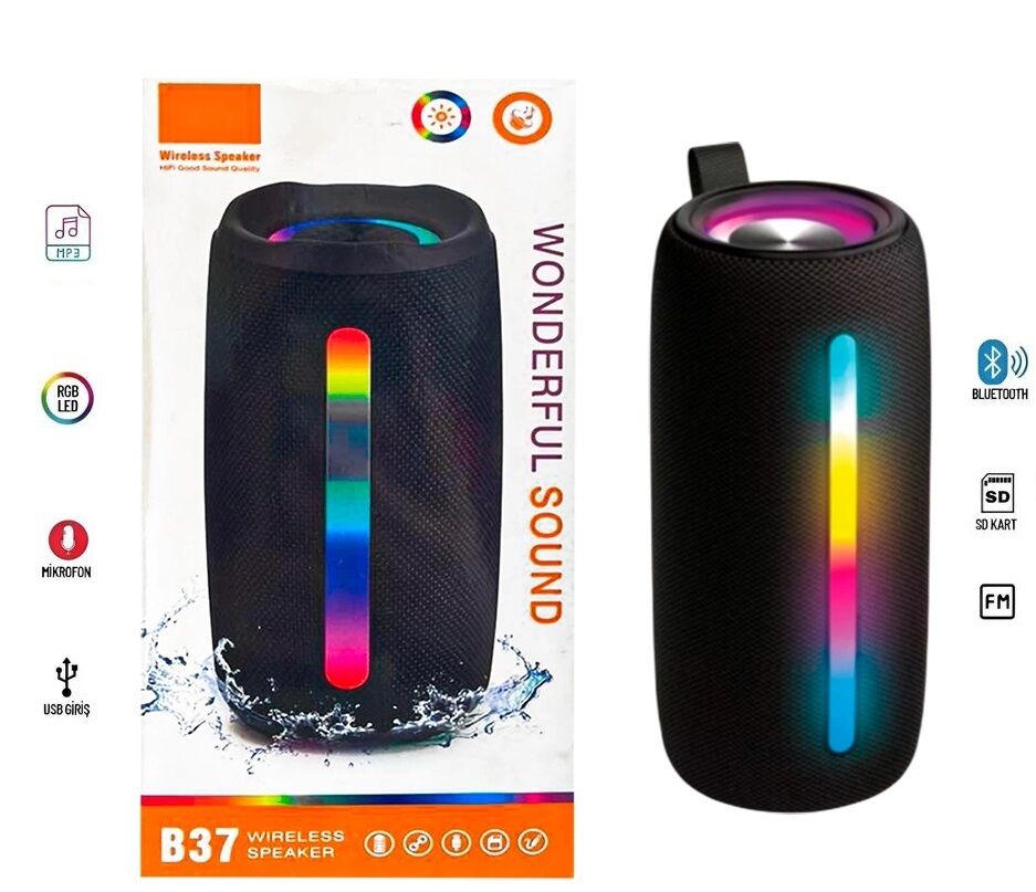 Haut parleur Bluetooth portable stéréo 16W lumières RVB, jumelage TWS microphone intégré 