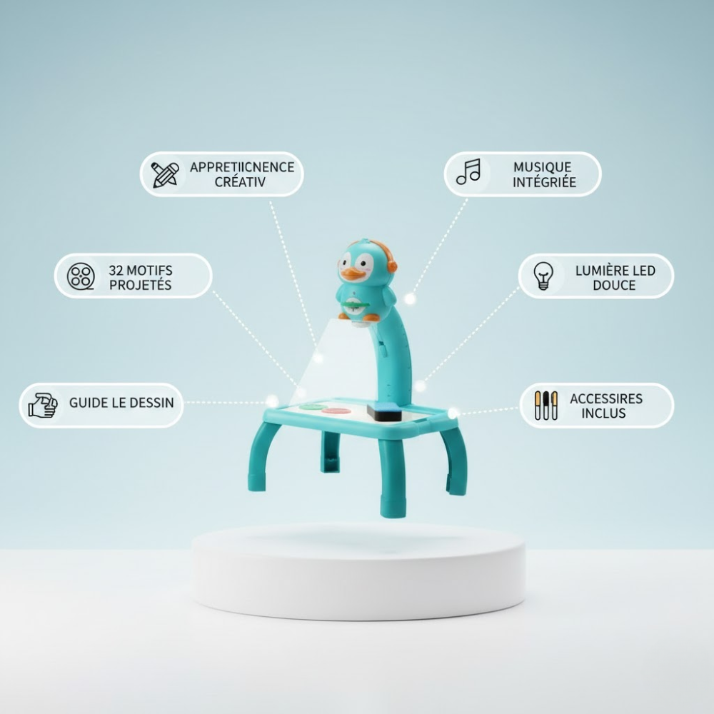 Table De Dessin Projecteur Pingouin Magique – Kit Créatif Éducatif Complet thumbnail 2
