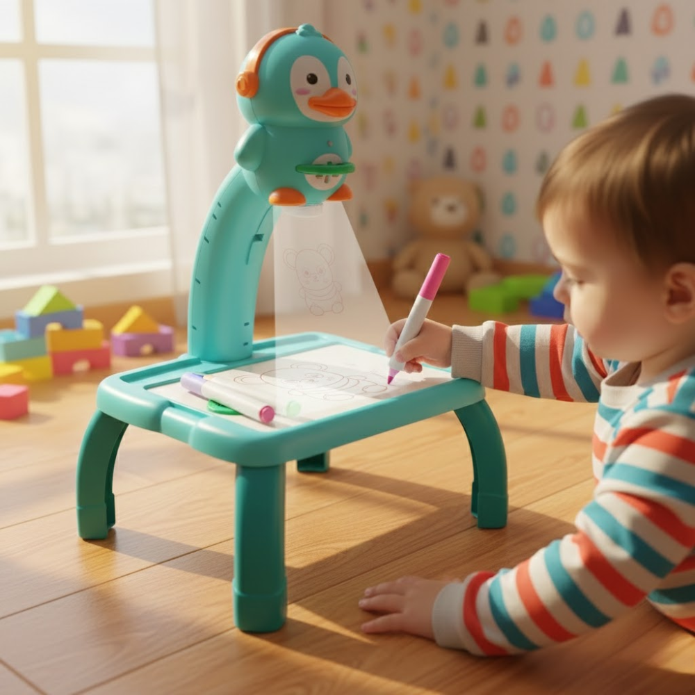 Table De Dessin Projecteur Pingouin Magique – Kit Créatif Éducatif Complet thumbnail 3