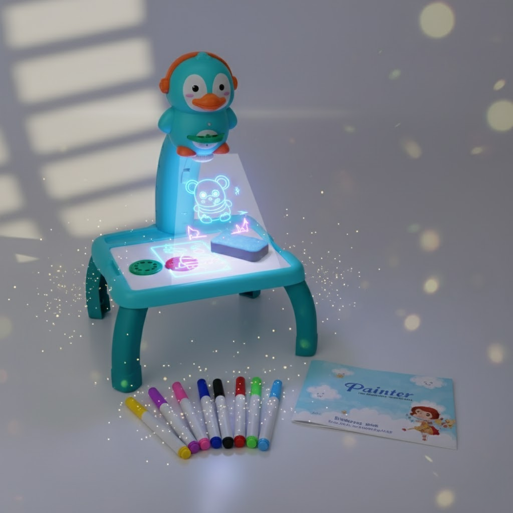 Table De Dessin Projecteur Pingouin Magique – Kit Créatif Éducatif Complet thumbnail 4