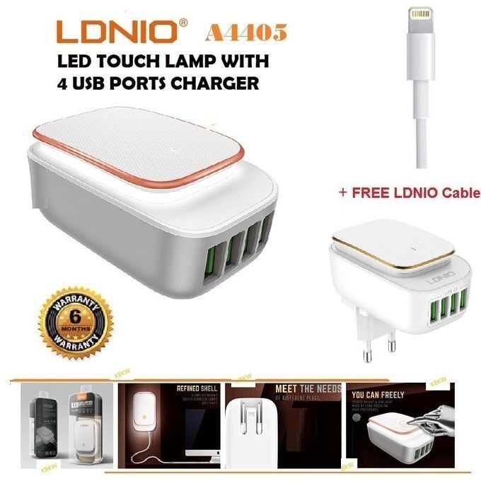 Chargeur 4.4A Output 4 USB Ports LED Touch Lamp + Cable Usb iphone