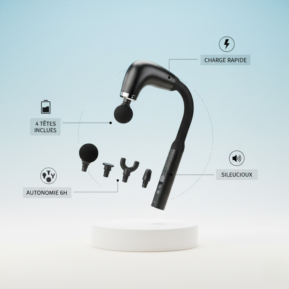 Pistolet de Massage Electrique – Poignée Ergonomique Noir