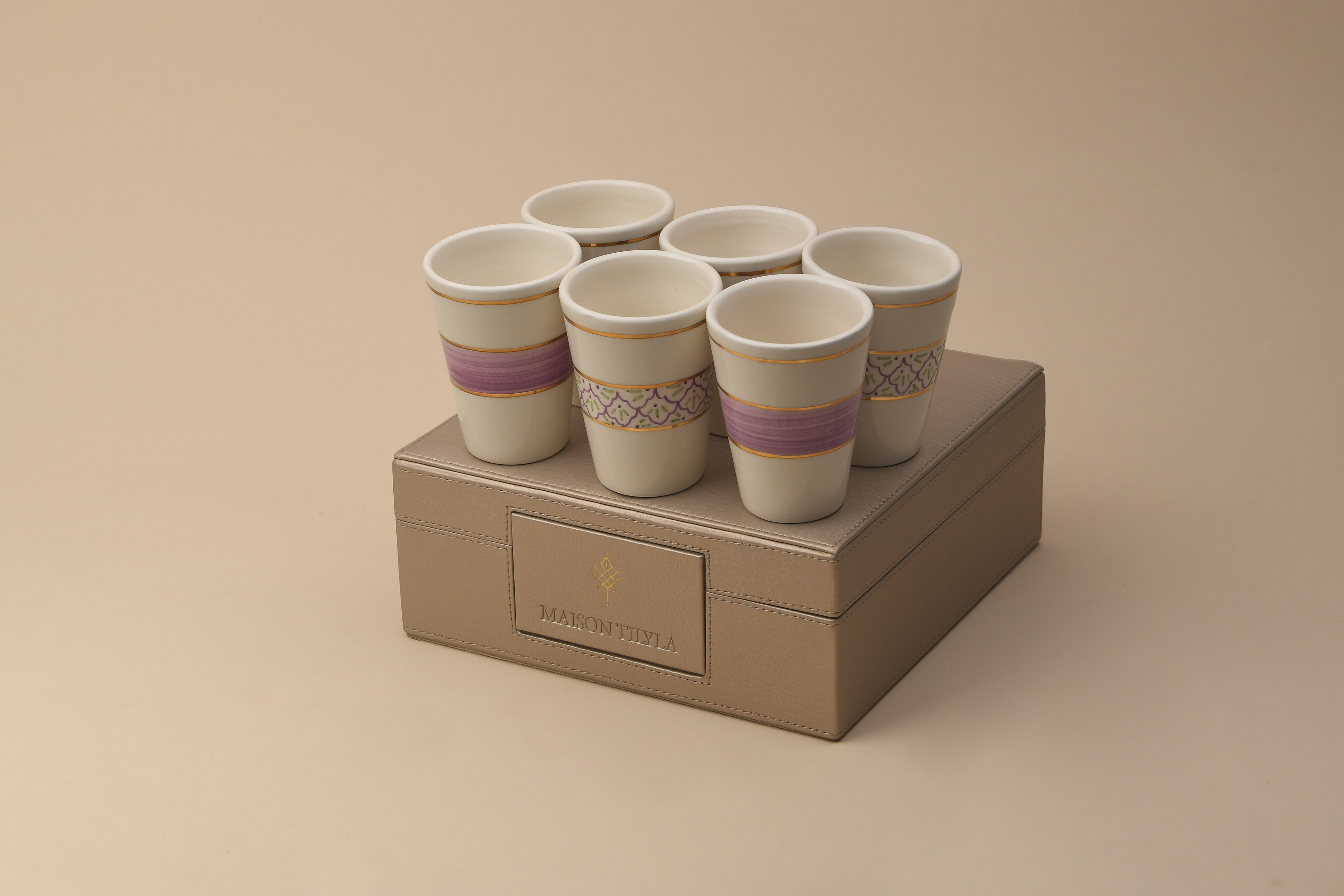 Coffret de verres artisanaux – Collection Safi- Finition Or