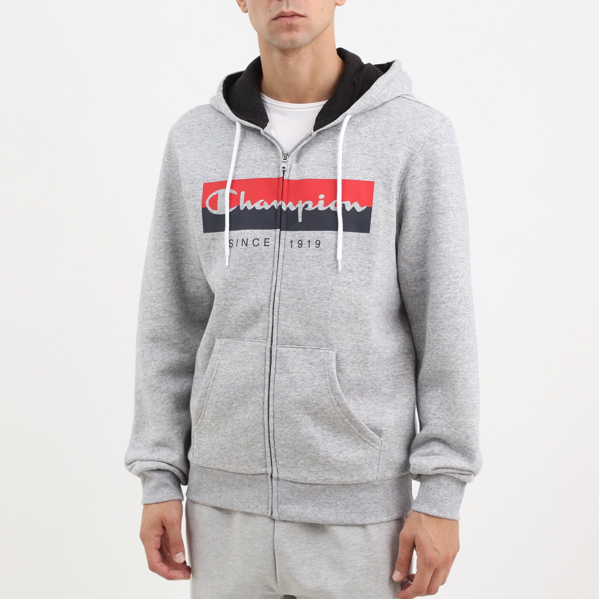 Champion Sweatshirt à capuche Authentic Full Zip gris rouge junior