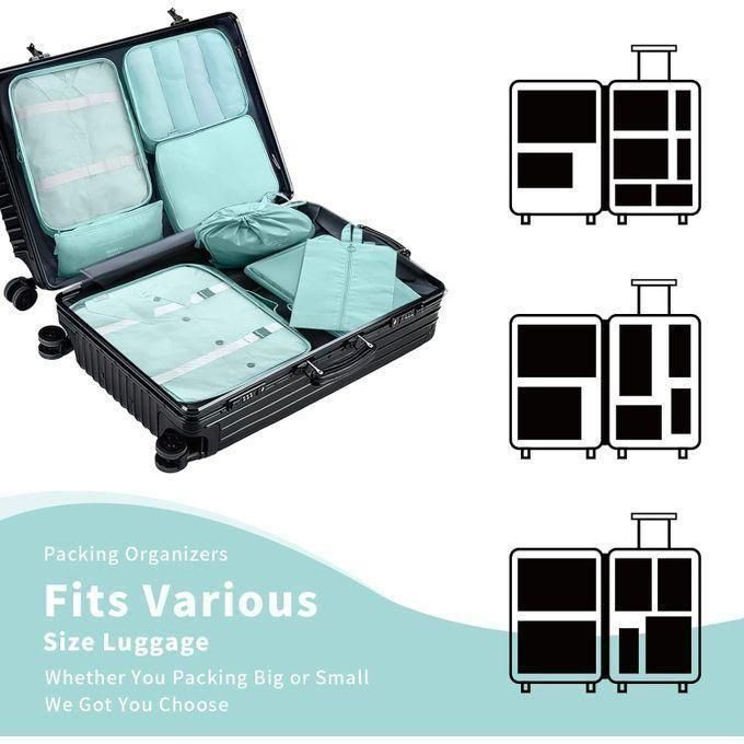 Pack 7pcs Sac De Rangement Pour Voyage De Valise Vert, Organisateur De Vêtements thumbnail 4
