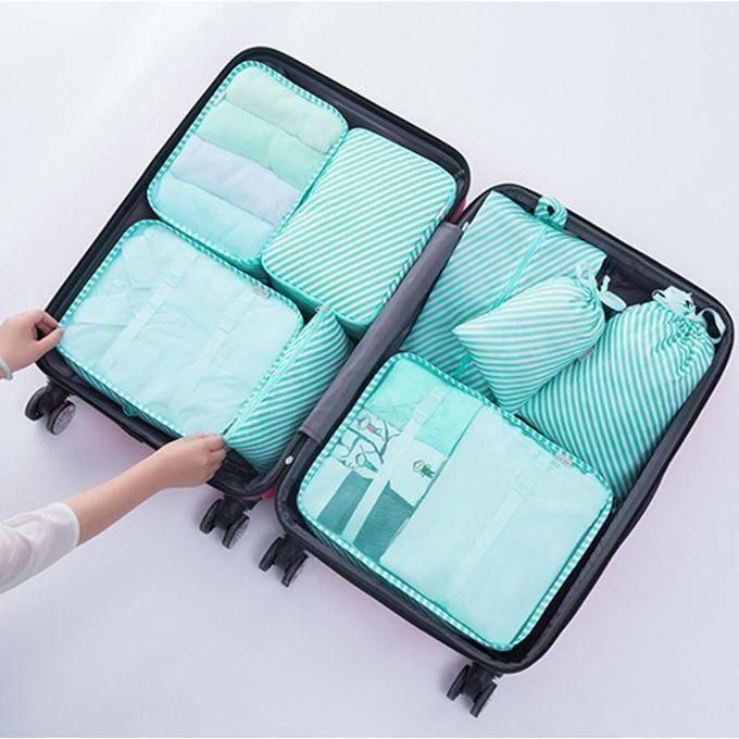 Pack 7pcs Sac De Rangement Pour Voyage De Valise Vert, Organisateur De Vêtements thumbnail 8