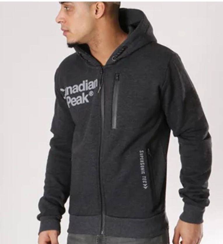 La Canadienne Sweat Zippé Capuche Followpeak Noir Chiné thumbnail 3