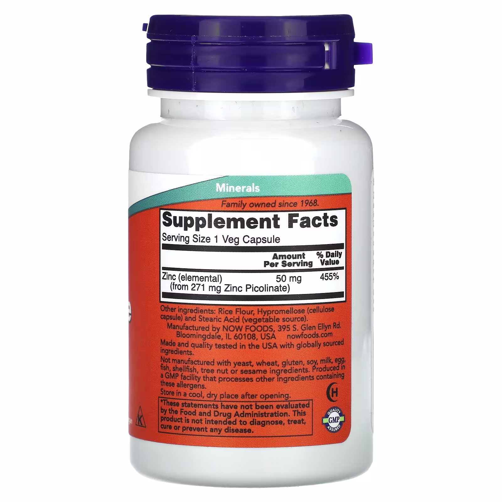 Picolinate de zinc, 50 mg - 30 capsules