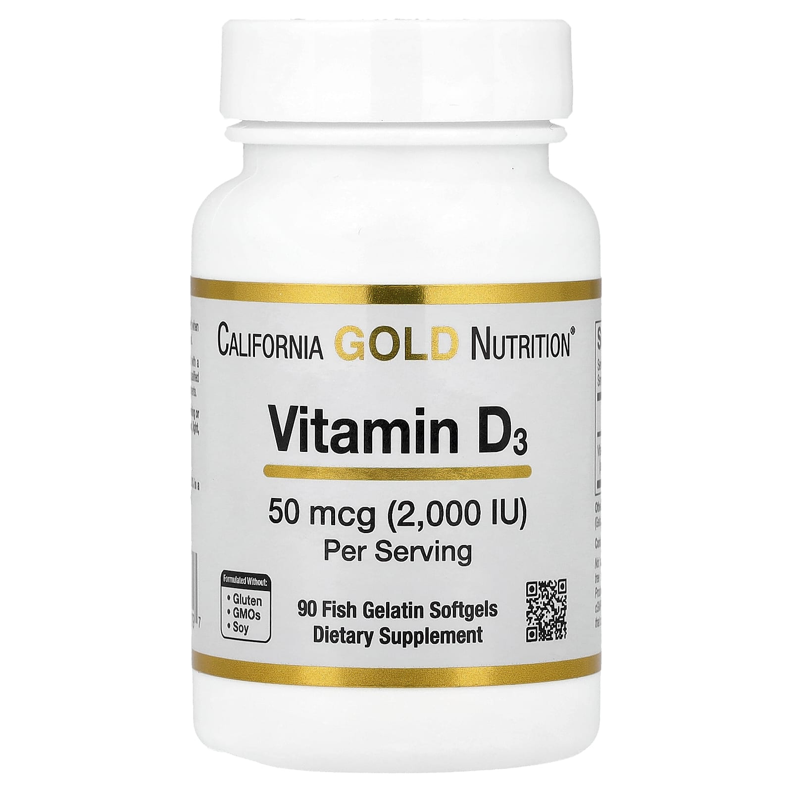 Vitamine D3 (2000 UI) Gélatine de Poisson - 90 Caps