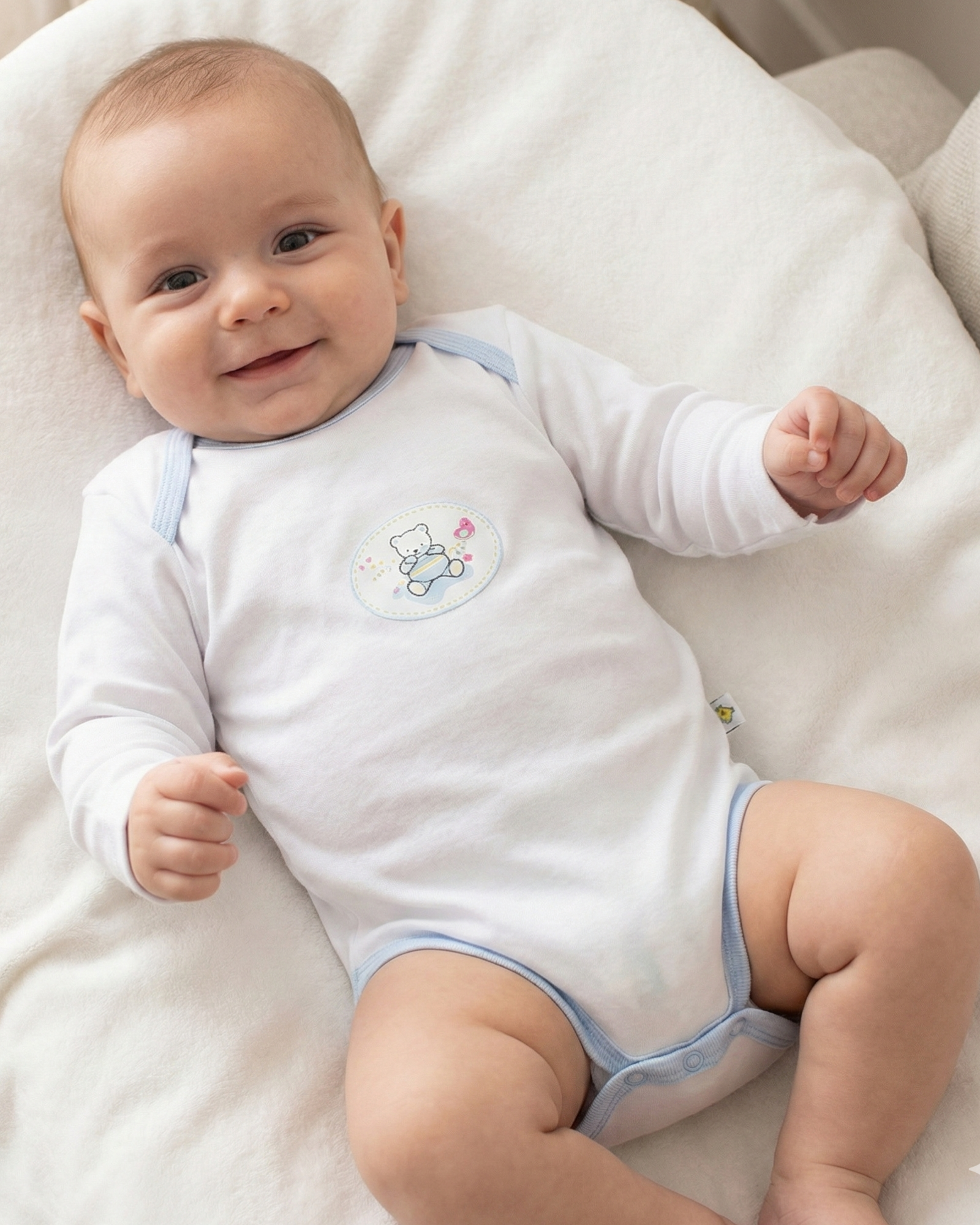 ملابس داخلية للأطفال (بودي) بأكمام طويلة ومزينة بطبعة دبدوب thumbnail 4