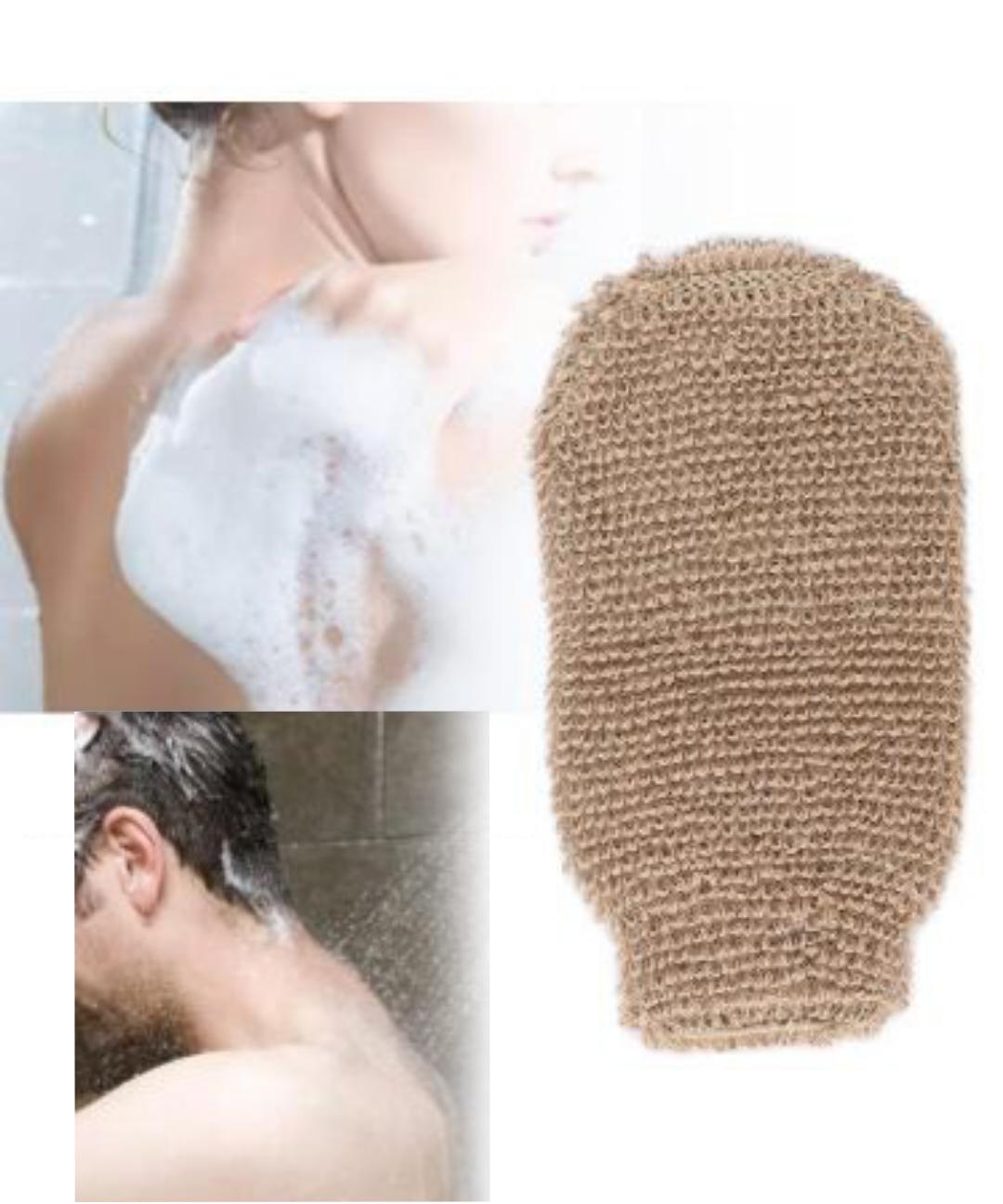 Gant de douche pour gommage massage en fibre naturelle. 