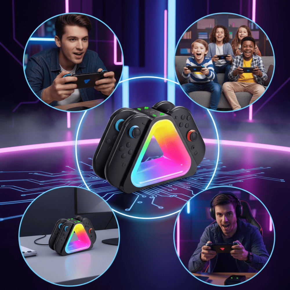 Station de Charge RGB pour Nintendo Switch 2 – Chargeur 4 Joy-Con USB-C thumbnail 3