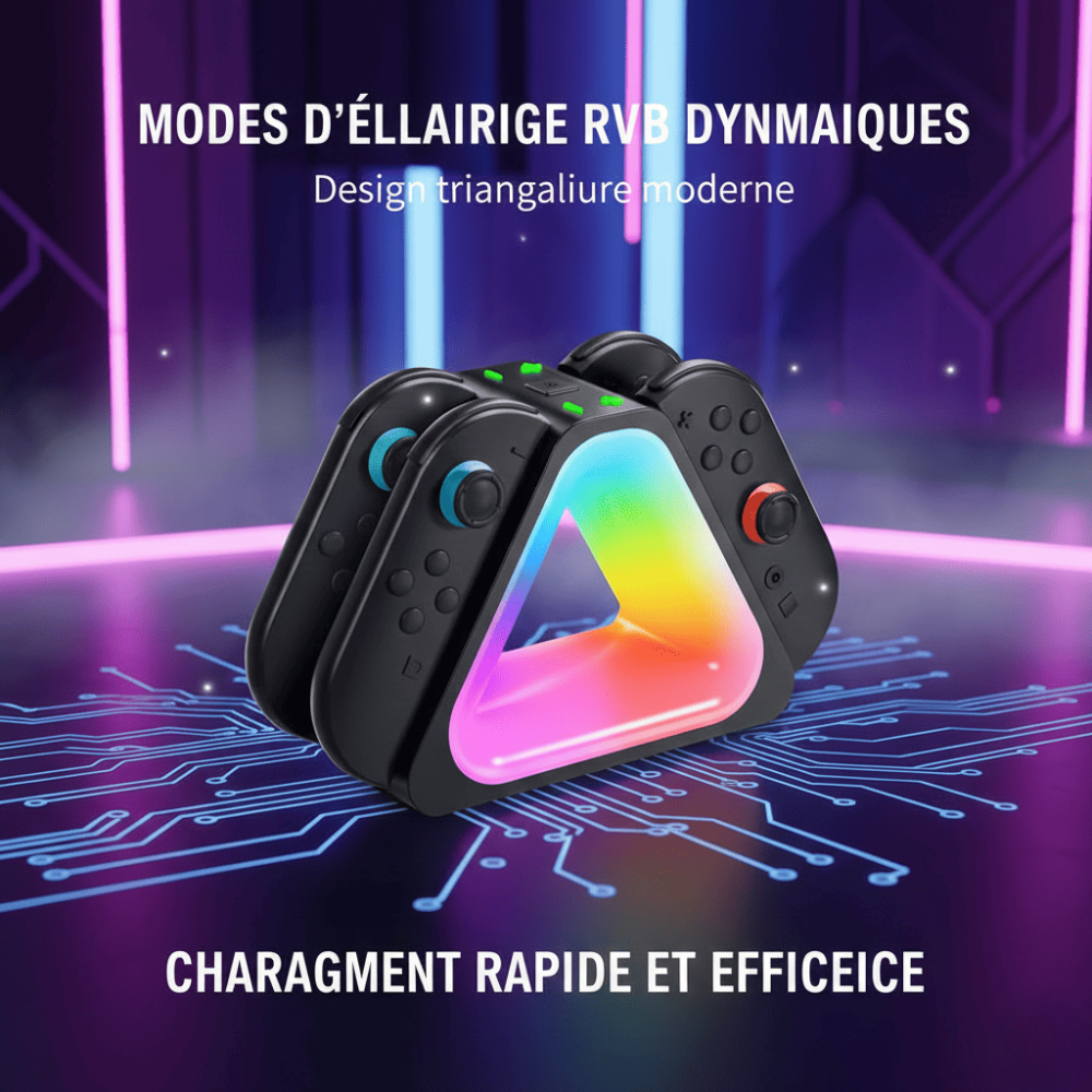 Station de Charge RGB pour Nintendo Switch 2 – Chargeur 4 Joy-Con USB-C thumbnail 5