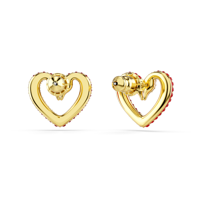 Sublima stud earrings, Heart, Small, Red, Gold-tone plated thumbnail 3