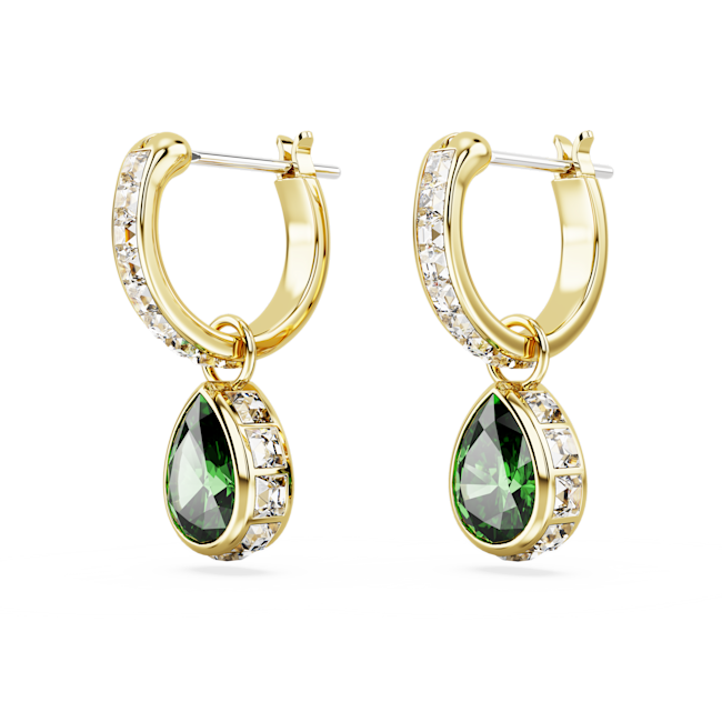 Pendants d'oreilles Chroma Taille poire, Vertes, Placage de ton or