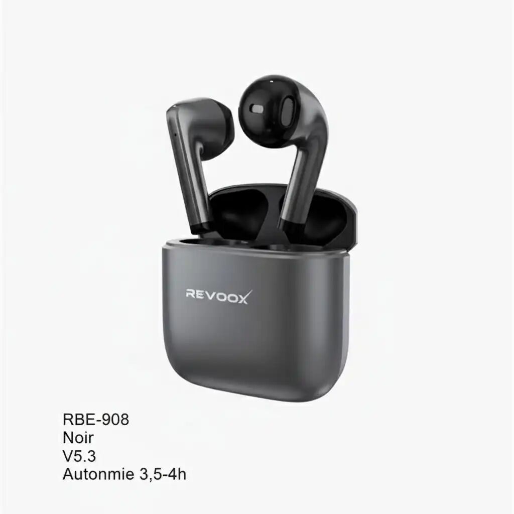Écouteurs Bluetooth  - RBE-P08 - Noir - V5.3 - Autonomie 3,5-4h