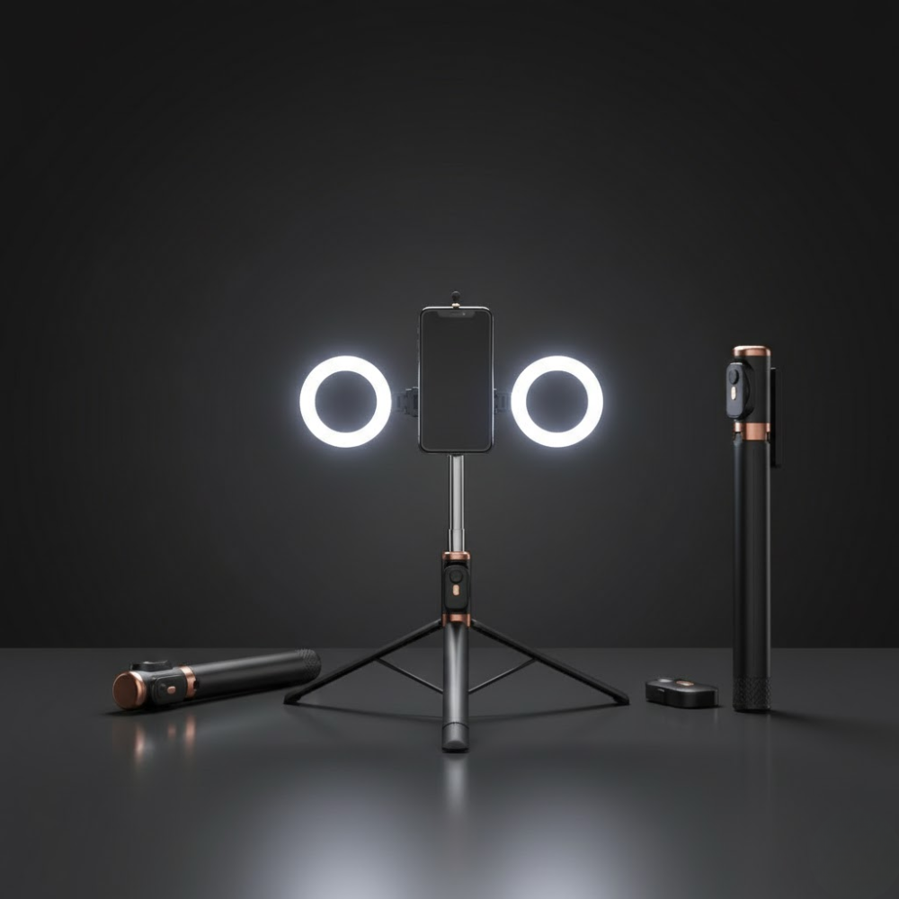 Selfie stick multifonction avec trépied et support téléphone thumbnail 7