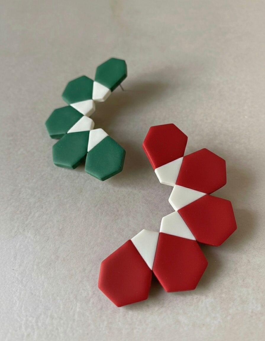 Boucles d’oreilles Zelij CAN - Vert & Rouge