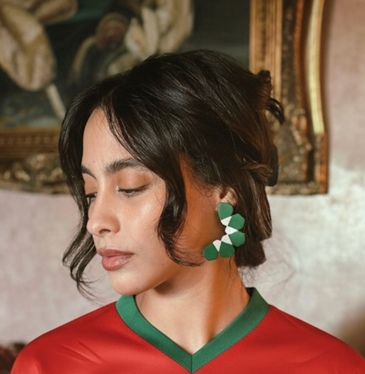 Boucles d’oreilles Zelij CAN - Vert & Rouge thumbnail 3