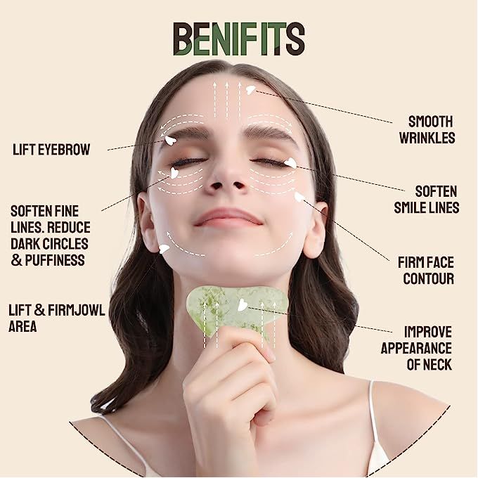 Gua sha Naturel pierre Jade pour Massage et Grattage Facial thumbnail 3