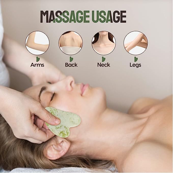 Gua sha Naturel pierre Jade pour Massage et Grattage Facial thumbnail 4