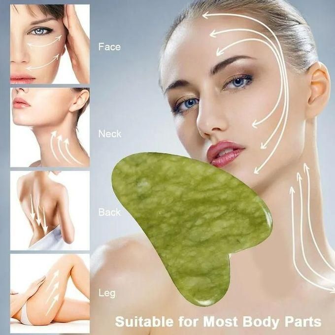 Gua sha Naturel - Pierre Jade pour Massage et Grattage Facial - Vert