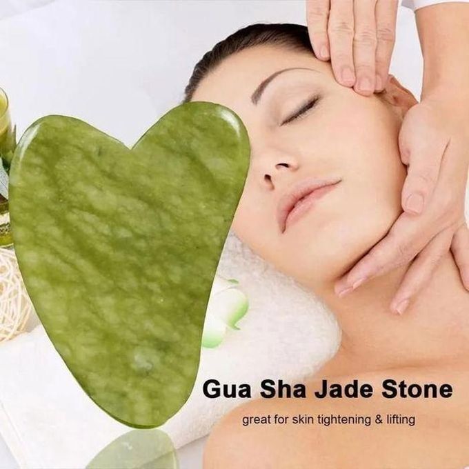 Gua sha Naturel - Pierre Jade pour Massage et Grattage Facial - Vert