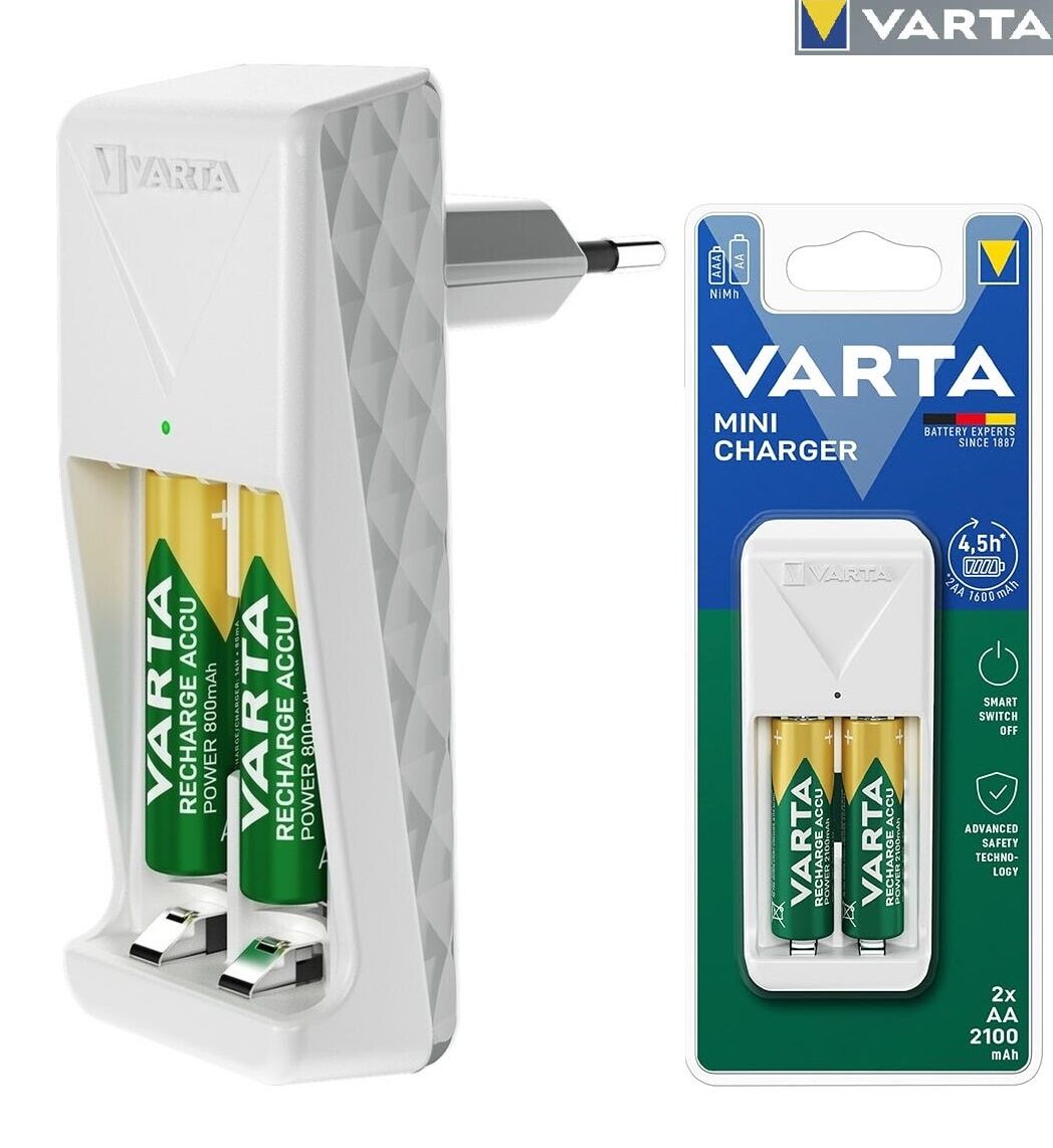 Chargeur pour piles rechargeables, charge 2 AA/AAA simultanément mini charger incl