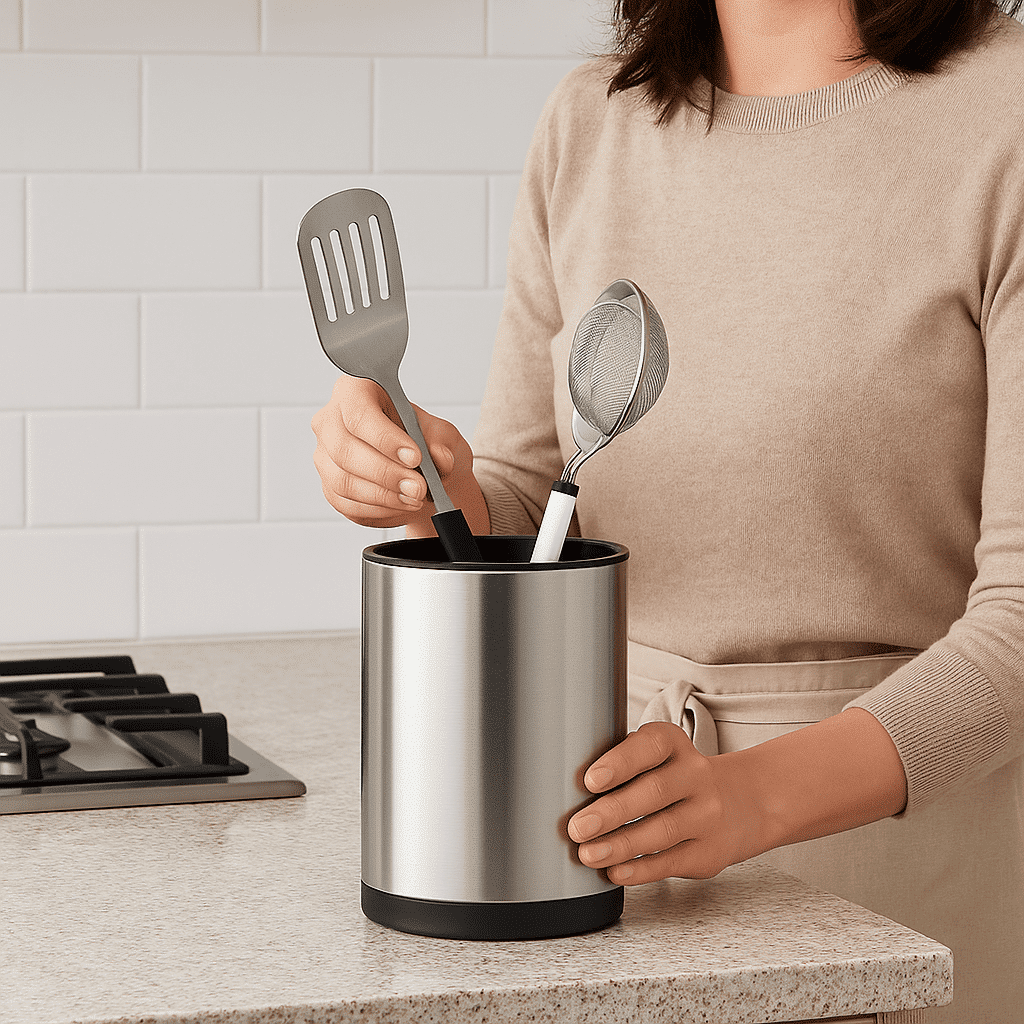 Porte-Ustensiles Rotatif en Acier Inoxydable thumbnail 3