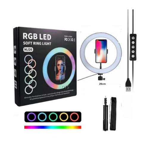 LED: MJ26 RGB LED Soft Ring Light 26cm With Phone Holder