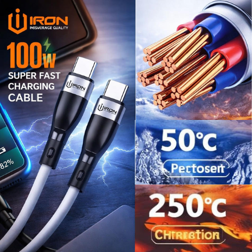 Câble USB Type-C vers Type-C 100W – 6A Fast Charging & Data Sync
