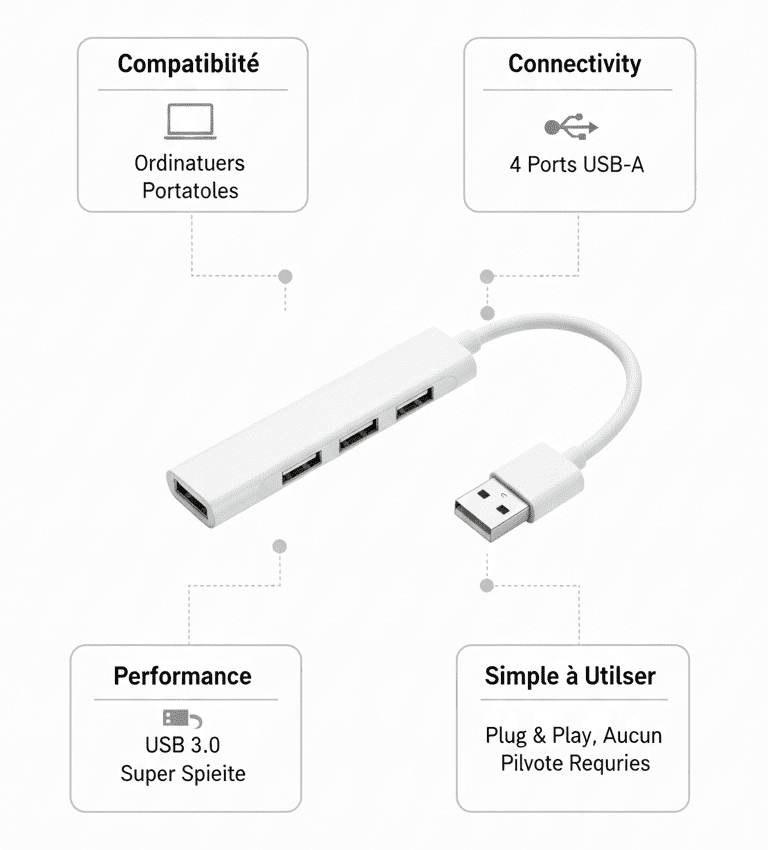Hub USB 3.0 – 4 Ports Haute Vitesse thumbnail 4