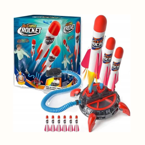 Jeu de fusée sauteuse pour enfants avec lanceur, lance-roquettes multiples