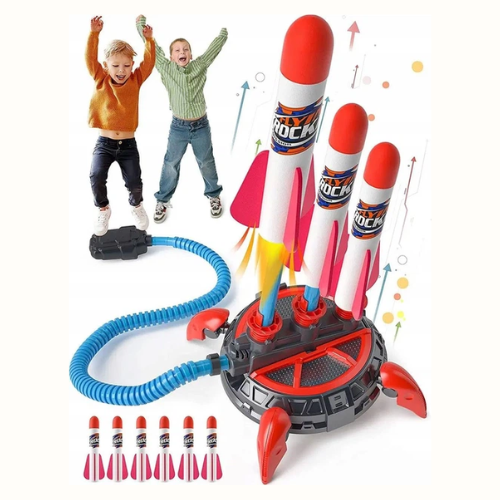 Jeu de fusée sauteuse pour enfants avec lanceur, lance-roquettes multiples