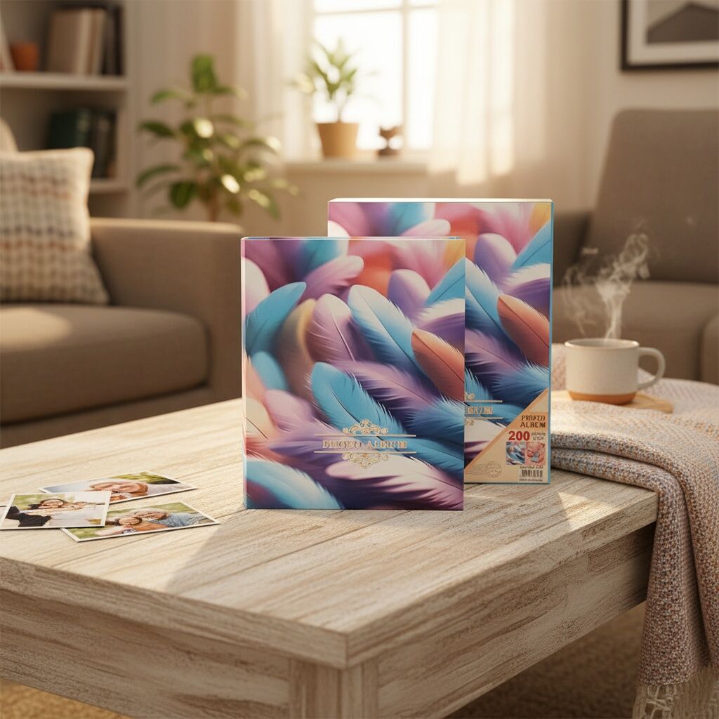 Album Photo Grande Capacité 5x7 – 200 Photos, Style Plumes thumbnail 3