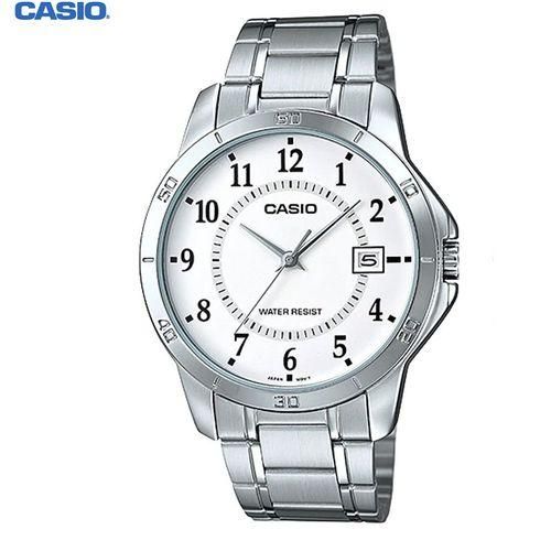 Montre Quartz Analogique Cadran Blanc Bracelet Gris 