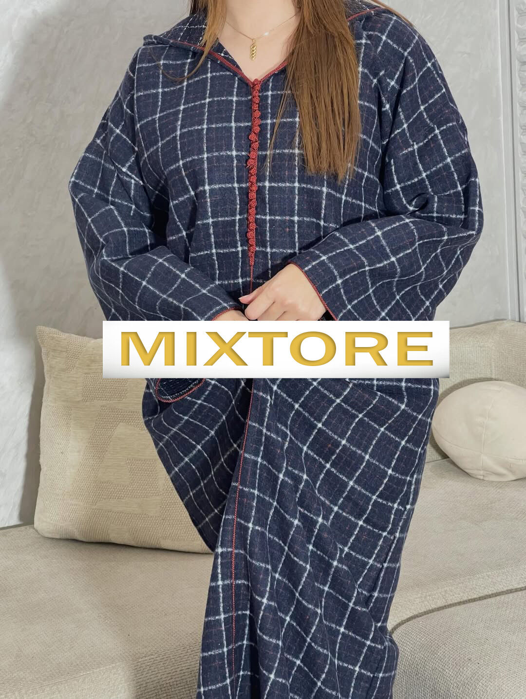 Djellaba chaude d'hiver Bleu Marine