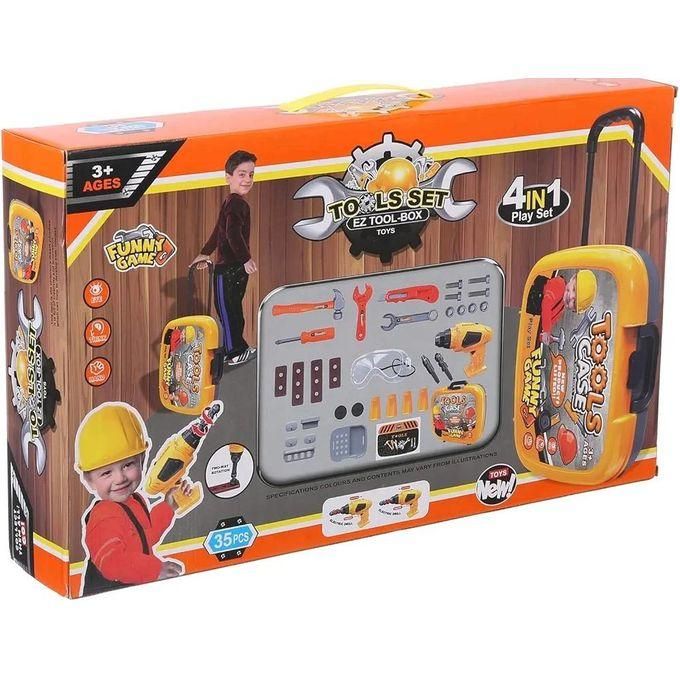 Coffret Outils De Bricolage 4 En 1 Pour Enfants – Set De 35 Pièces Avec Perceuse Électrique thumbnail 3