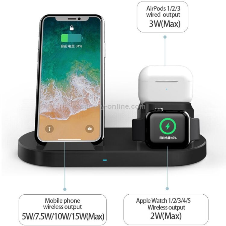 3-in-1 Fast Wireless Charger Hyd-h10 – Wireless Charging Dock For Phone, Watch & Earbuds