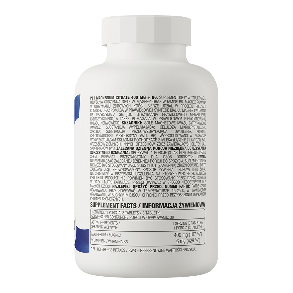 Magnesium Citrate 400 Mg + B6 90 Tablets | Énergie | Muscles | Système Nerveux | Bien-être thumbnail 3