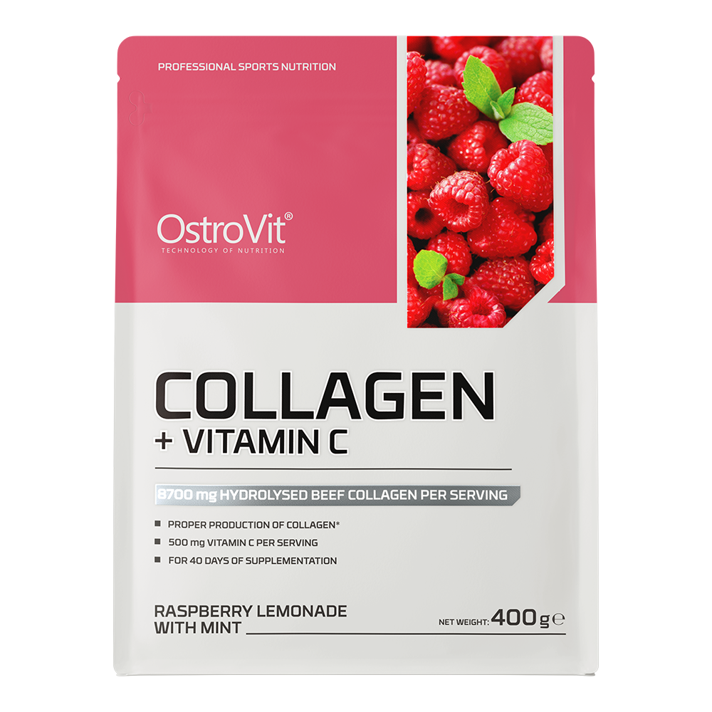 Collagen + Vitamin C 400 G Raspberry Lemonade With Mint | Collagène Hydrolysé Pour Peau, Articulations & Beauté
