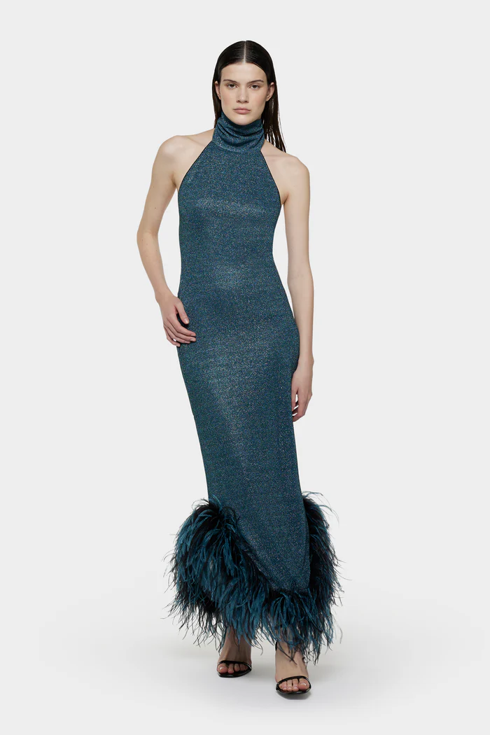 Robe Longue À Col Roulé Lumière Plumage