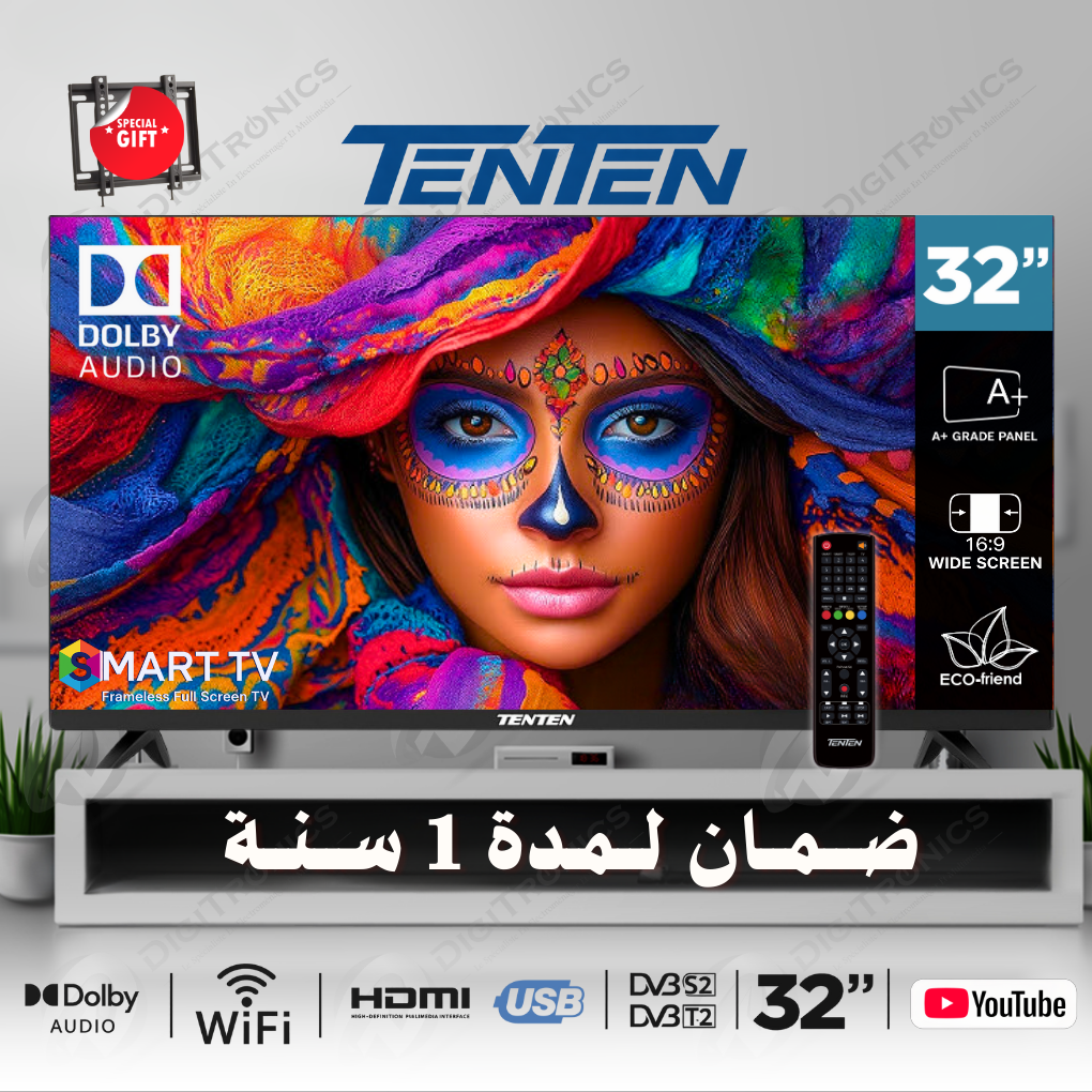 32 Hd Smart Android Tv Panneau A+, Dolby Audio, Wi-fi, Hdmi/usb, Youtube + Support Gratuit