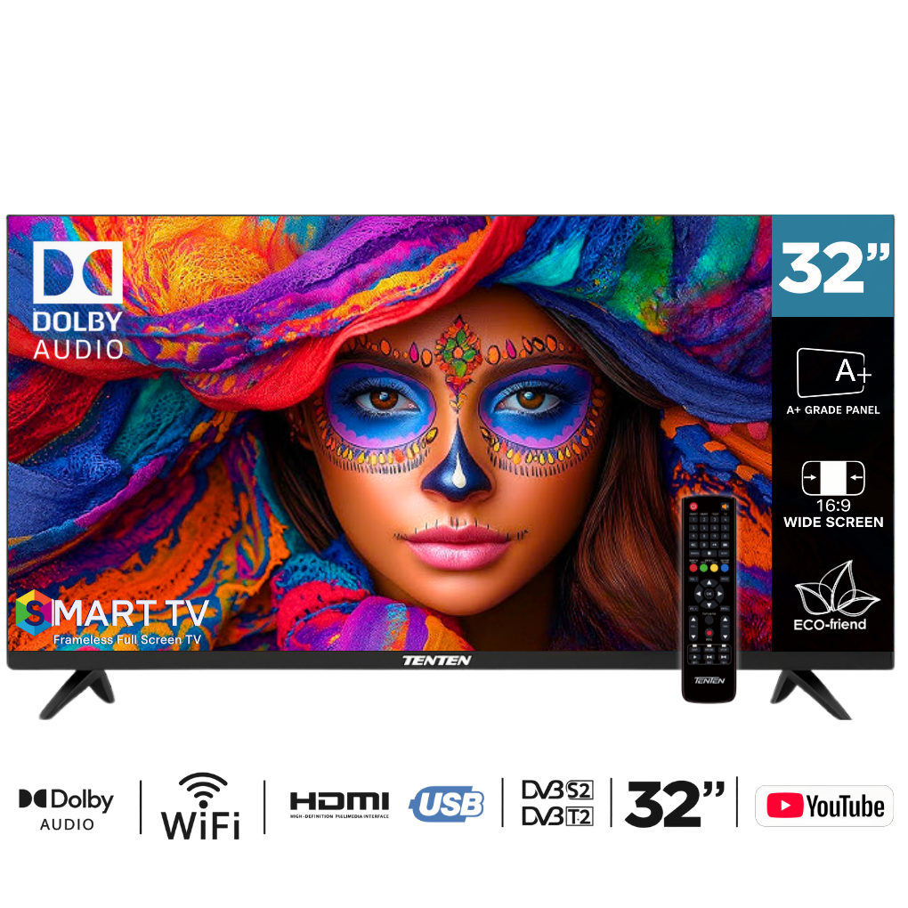 32 Hd Smart Android Tv Panneau A+, Dolby Audio, Wi-fi, Hdmi/usb, Youtube + Support Gratuit