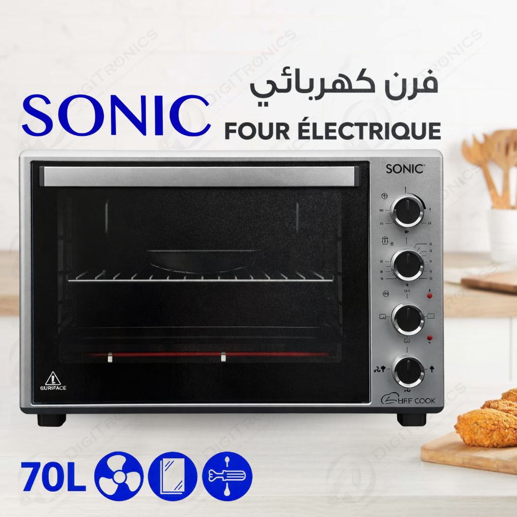 Four Électrique Chef Cook 70l, 6 Fonctions, Chaleur Tournante & Double Vitrage, Fe8522sc