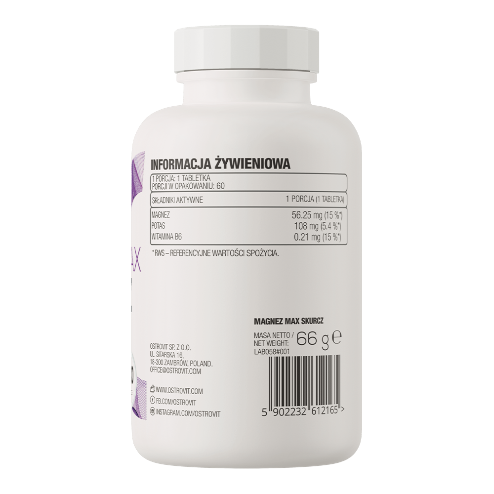 Magnesium Max Skurcz 60 Tabs | Magnésium, Potassium & Vitamine B6 thumbnail 3