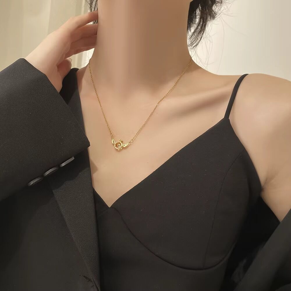 Colliers Avec Pendentif Ailes D'ange Pour Femmes acier inoxydable thumbnail 3